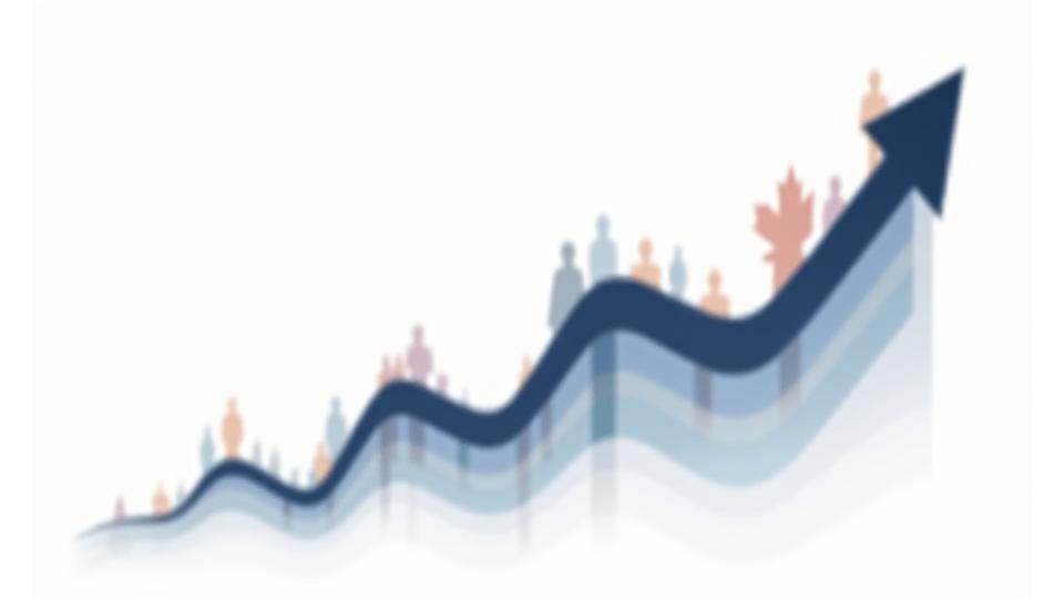 A dynamic chart with upward trending lines and positive metrics, overlaid with subtle images of happy, collaborating professionals and a Canadian maple leaf motif.