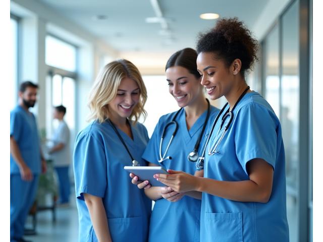Healthcare professionals reviewing charts in a modern clinic