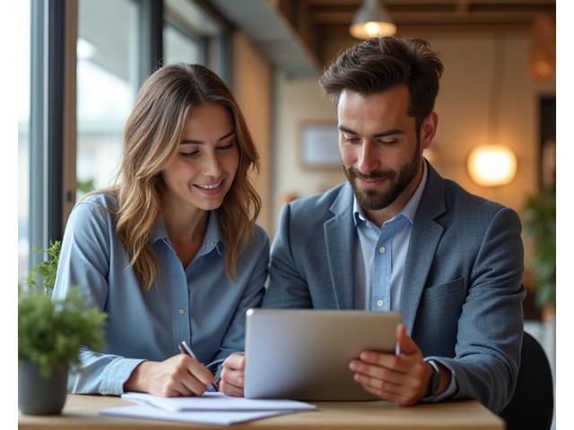 Small business owner reviewing finances with an HR consultant