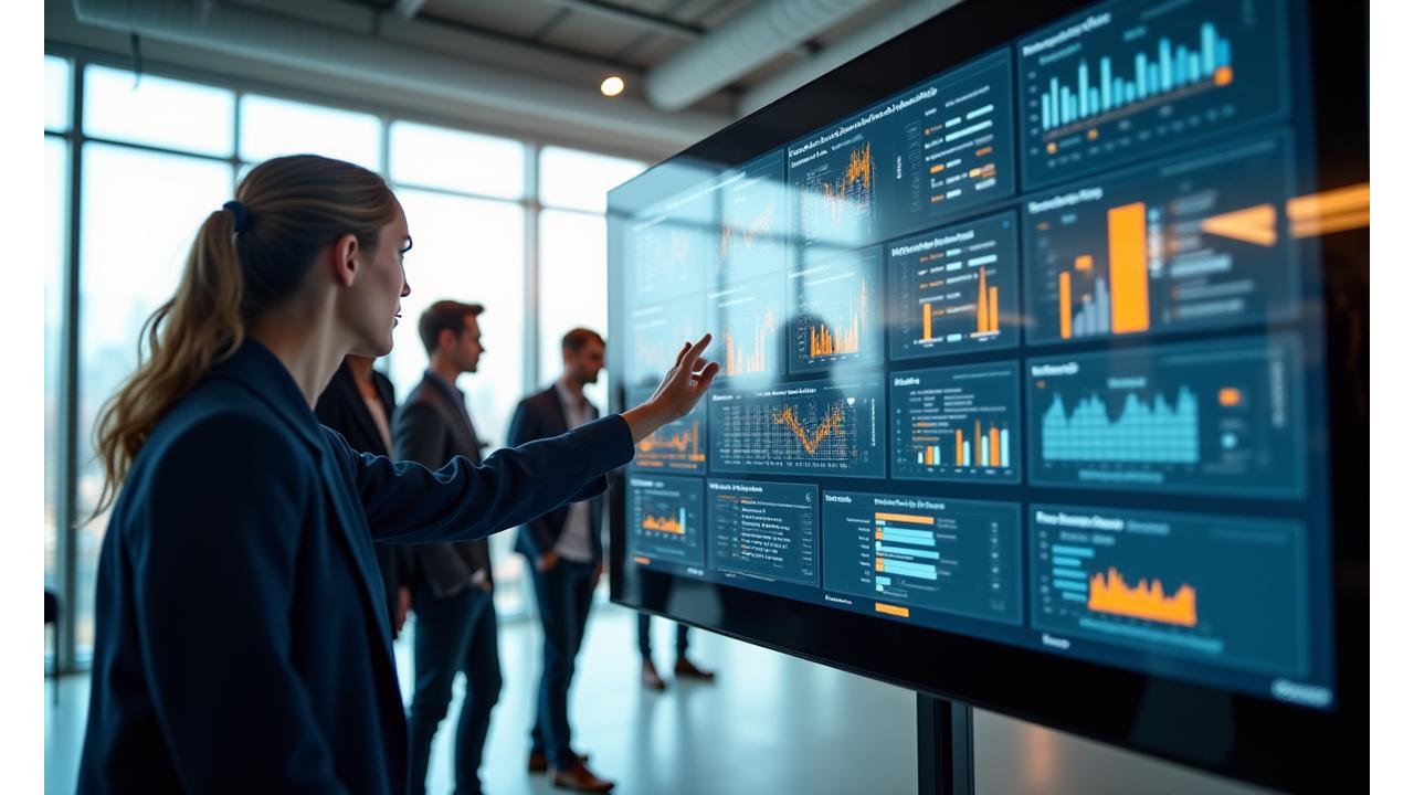 Diverse team of tech professionals collaborating in a modern, brightly lit office space.